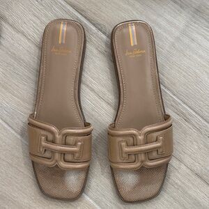Sam Edelman Tan Leather Interlock Slide Mules